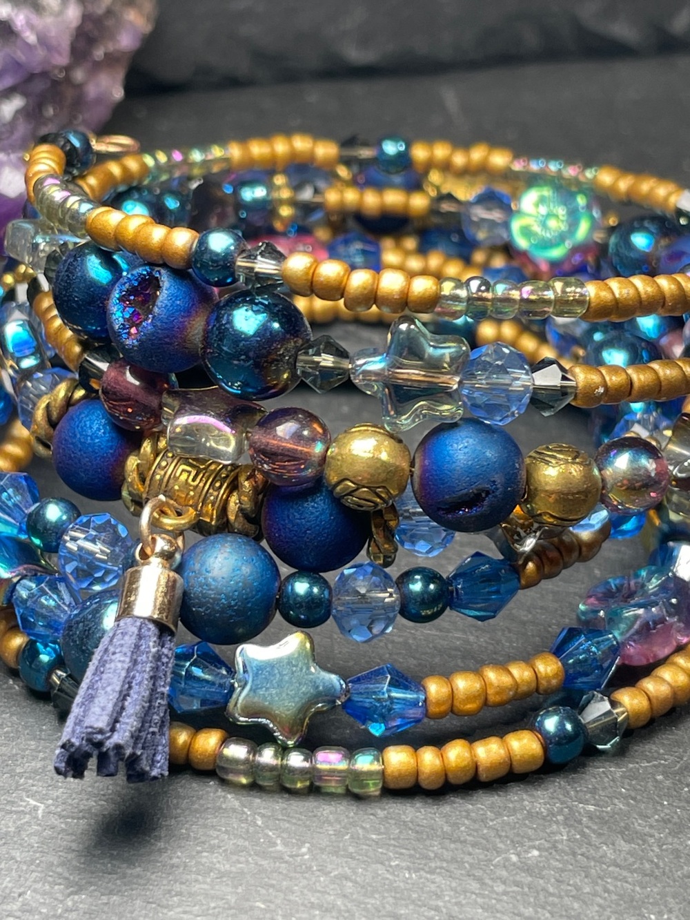 PRICE DROPPED Artisan Moonlit Paws Gemstone Wrap Bracelet - Picture 7 of 10